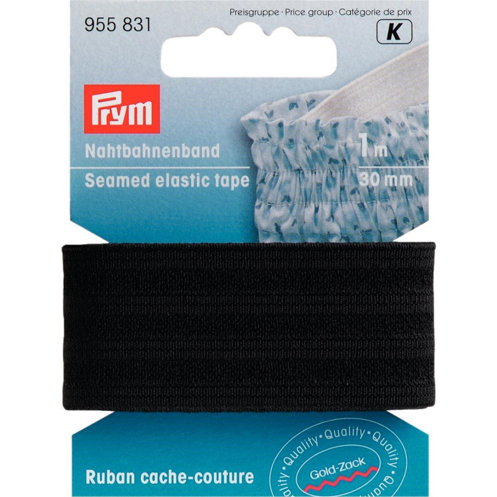 Banda elastica, cusuta, neagra, 30 mm